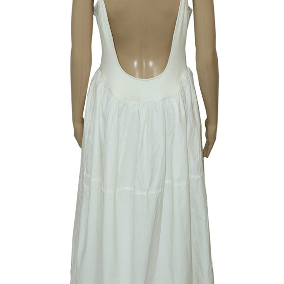 Free People Dylan Midi Dress Ivory Smocked Pleated S - Picture 6 of 7